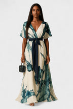Vanessa - Vestito lungo stampa acquerello