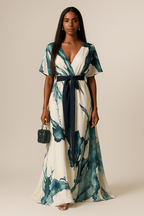 Vanessa - Vestito lungo stampa acquerello