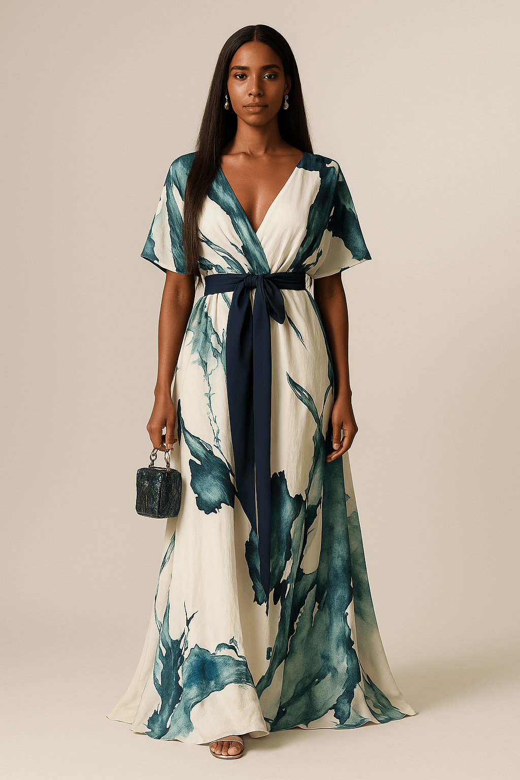 Vanessa - Vestito lungo stampa acquerello