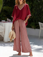 Amélia | Completo Rigato Lino Cotone Elegante Casual