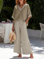 Amélia | Completo Rigato Lino Cotone Elegante Casual