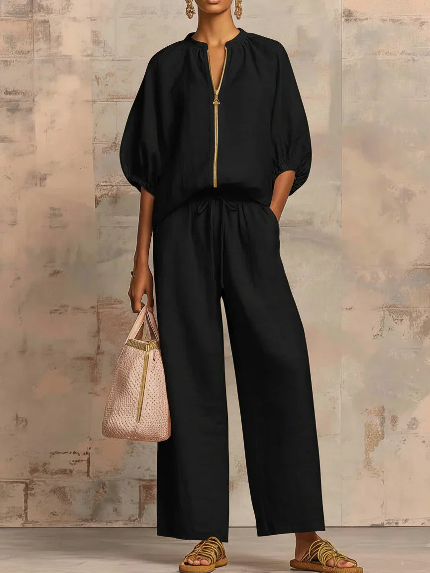 Alba | Completo due pezzi: Camicia stile rilassato e pantalone a gamba larga