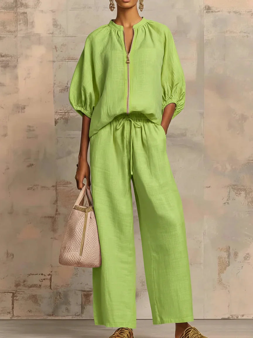 Alba | Completo due pezzi: Camicia stile rilassato e pantalone a gamba larga