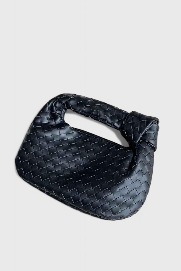 Borsa a spalla piccola intrecciata color salvia
