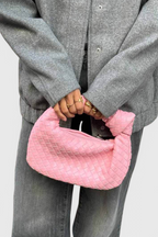 Borsa a spalla piccola intrecciata color salvia