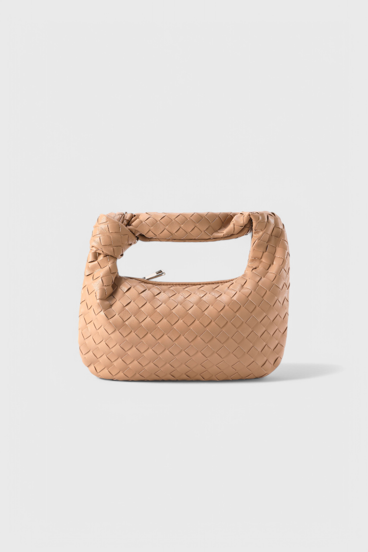 Borsa a spalla piccola intrecciata color salvia