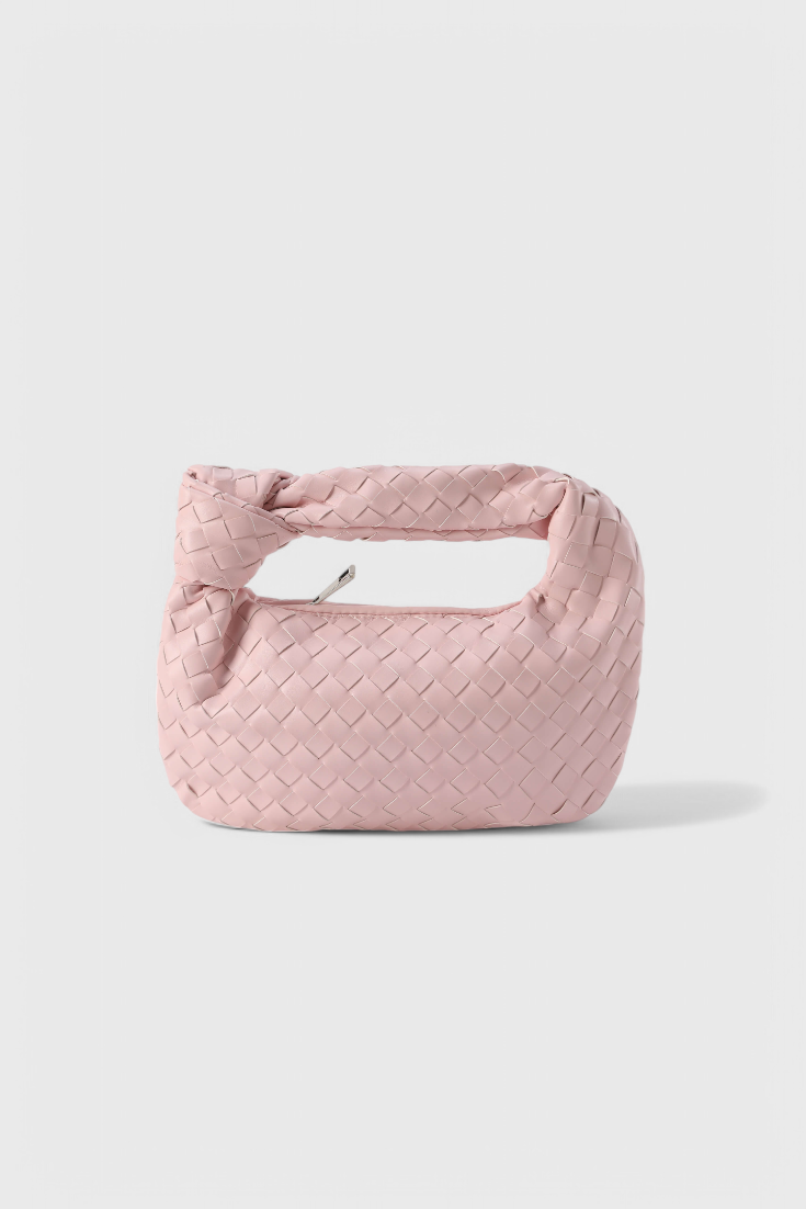 Borsa a spalla piccola intrecciata color salvia