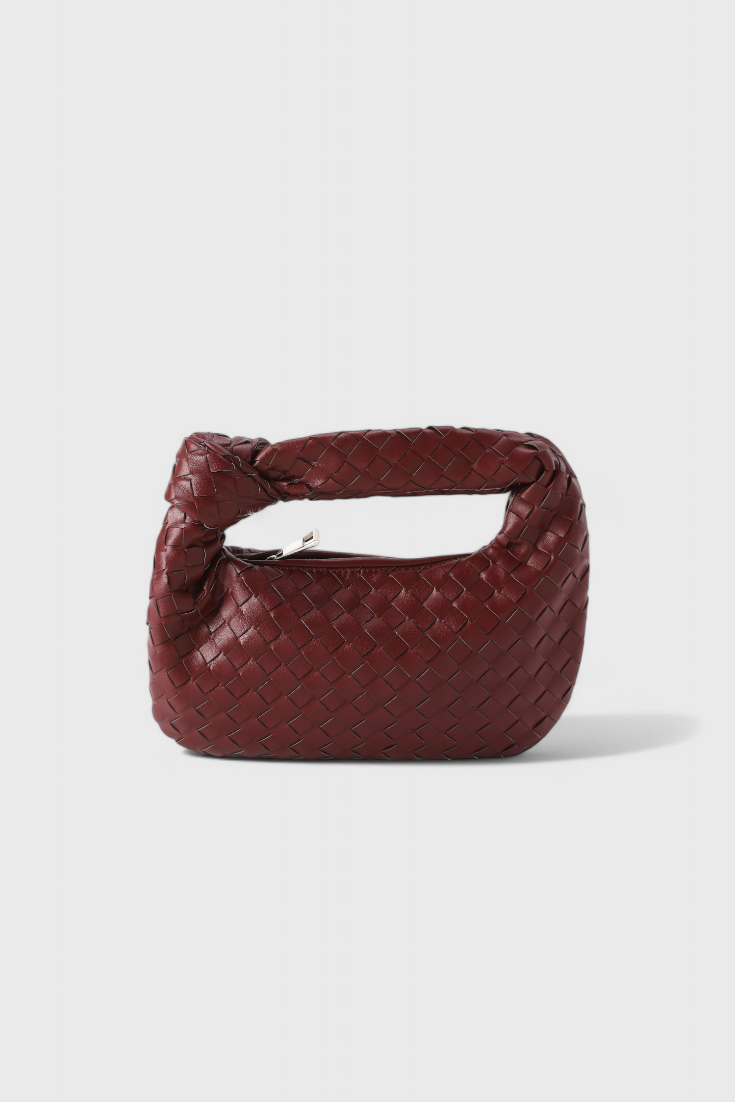 Borsa a spalla piccola intrecciata color salvia