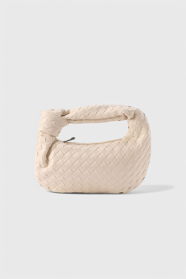 Borsa a spalla piccola intrecciata color salvia