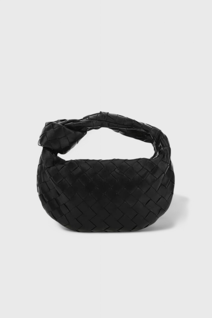 Borsa a spalla piccola intrecciata color salvia