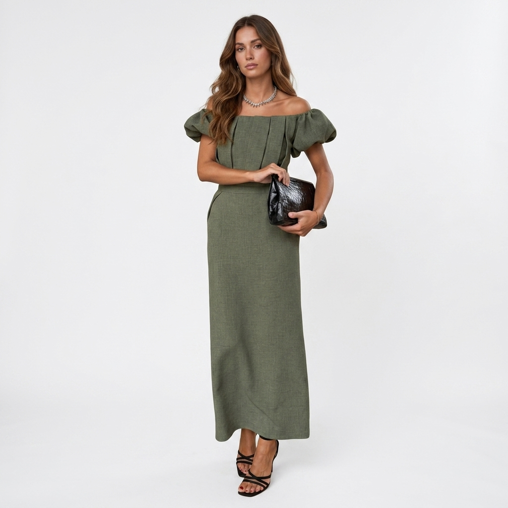 GELSOMINO | Elegante abito midi con punto vita accentuato e stile da sera senza tempo