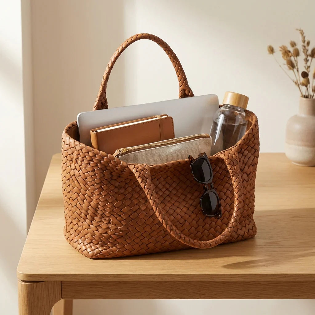 Heritage | Borsa tote artigianale in pelle e lana