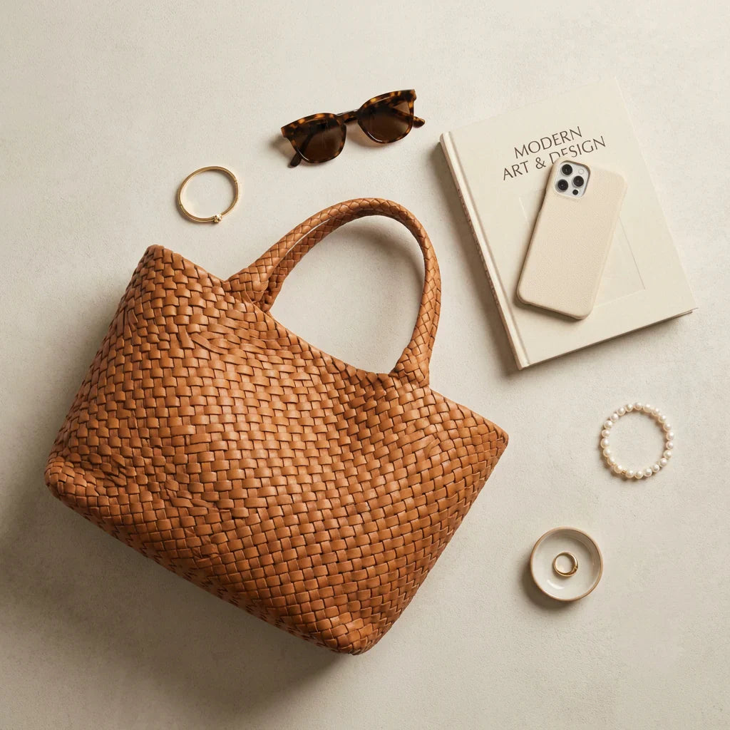Heritage | Borsa tote artigianale in pelle e lana