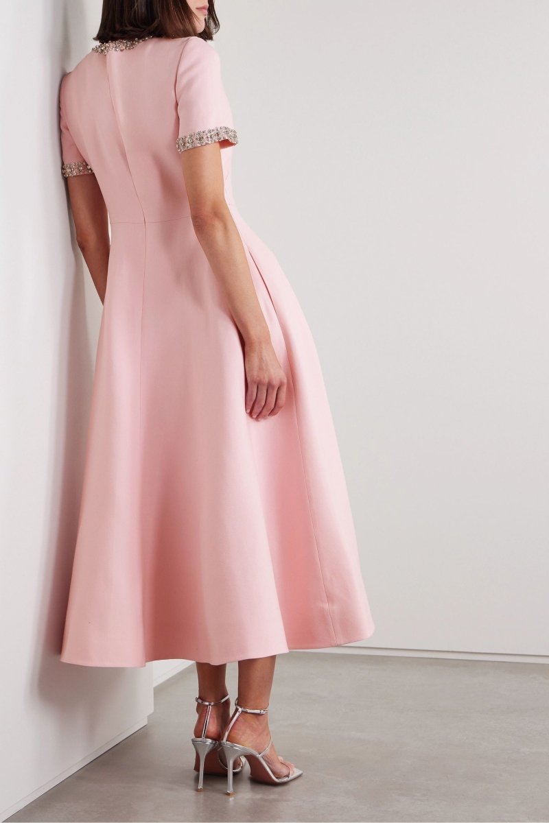Zoe Abito midi con fiocco e decorazioni in cristallo